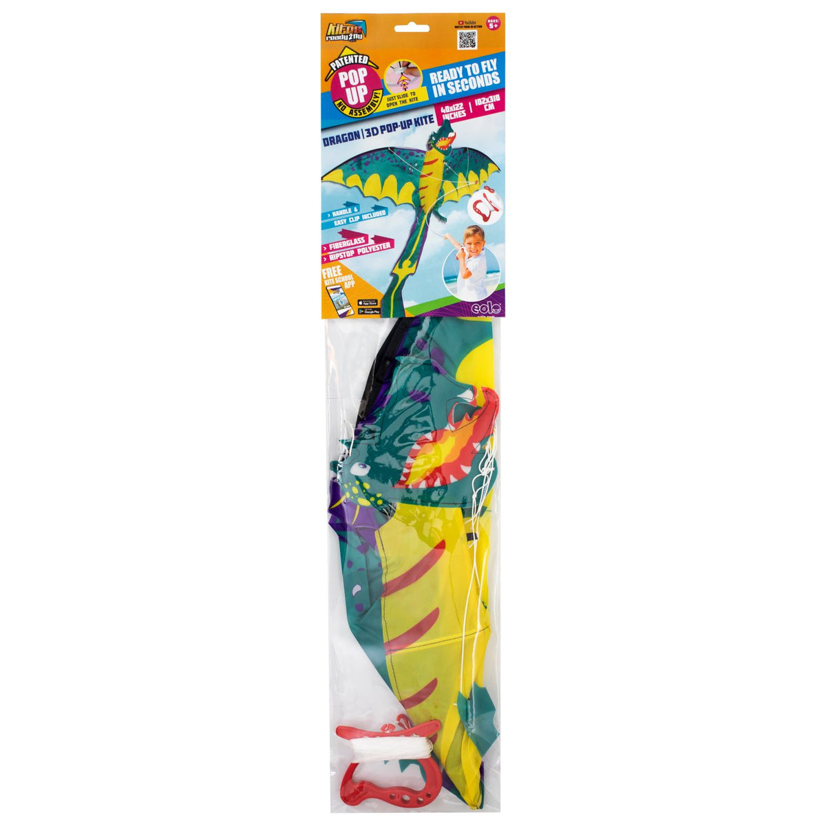 Kites Ready 2 Fly Dragon Green 3D Pop Up Kite