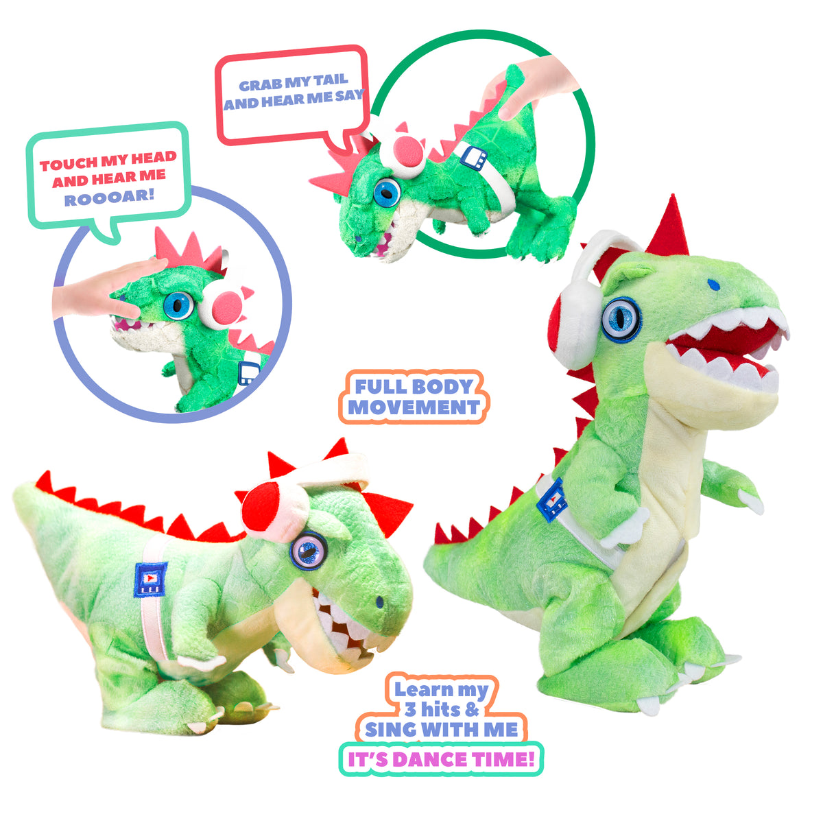 Party Pets DJ Rex The Dancing Dinosaur Electronic Plush