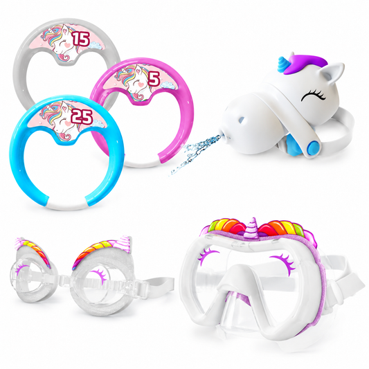 Unicorn Water Squirterz, Swim Mask, Dive Rings & Swim Goggles Multipack